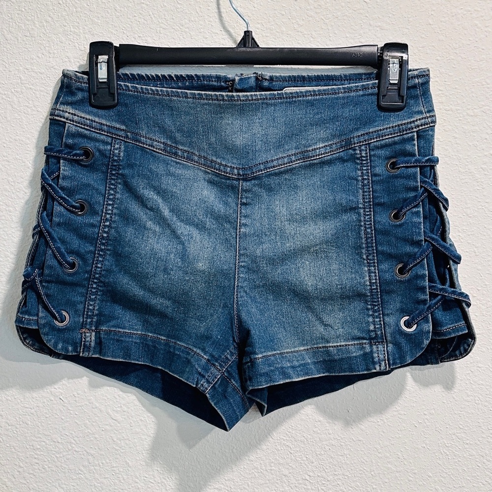 Free People Lace Up Denim Jean Shorts 27